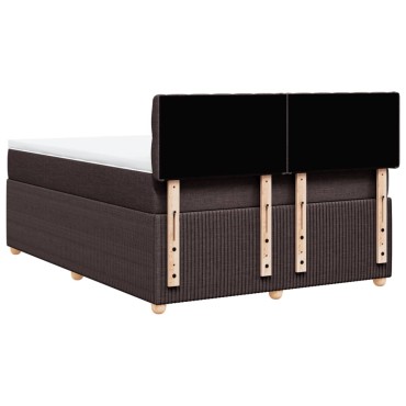vidaXL Κρεβάτι Boxspring με Στρώμα Σκούρο Καφέ 140x200 εκ Υφασμάτινο