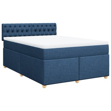 vidaXL Κρεβάτι Boxspring με Στρώμα Μπλε 140x200 εκ. Υφασμάτινο