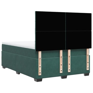 vidaXL Κρεβάτι Boxspring με Στρώμα Σκούρο Πράσινο 140x200εκ. Βελούδινο