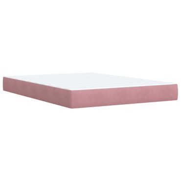 vidaXL Κρεβάτι Boxspring με Στρώμα Ροζ 140x200cm Βελούδινο 1 τεμ. - Διπλό
