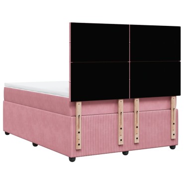 vidaXL Κρεβάτι Boxspring με Στρώμα Ροζ 140x200cm Βελούδινο 1 τεμ. - Διπλό