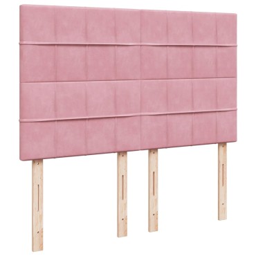 vidaXL Κρεβάτι Boxspring με Στρώμα Ροζ 140x200cm Βελούδινο 1 τεμ. - Διπλό