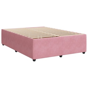 vidaXL Κρεβάτι Boxspring με Στρώμα Ροζ 140x200cm Βελούδινο 1 τεμ. - Διπλό