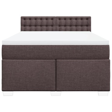 vidaXL Κρεβάτι Boxspring με Στρώμα Σκούρο Καφέ 140x200 εκ Υφασμάτινο