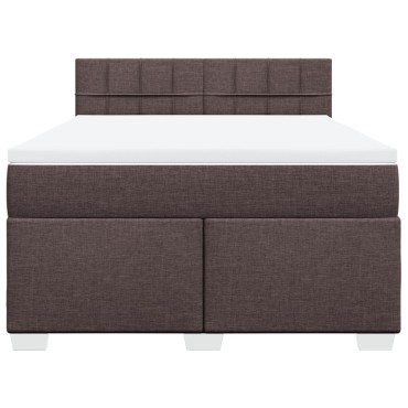 vidaXL Κρεβάτι Boxspring με Στρώμα Σκούρο Καφέ 140x200 εκ Υφασμάτινο