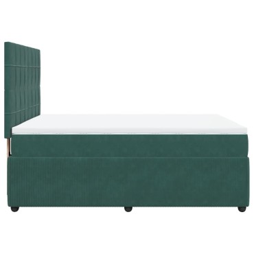 vidaXL Κρεβάτι Boxspring με Στρώμα Σκούρο Πράσινο 140x200εκ. Βελούδινο