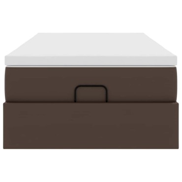 vidaXL Οθωμανικό κρεβάτι με στρώμα καφέ 100x200cm Faux Leather