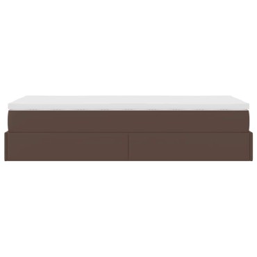 vidaXL Οθωμανικό κρεβάτι με στρώμα καφέ 100x200cm Faux Leather