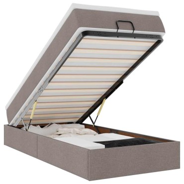 vidaXL Οθωμανικό κρεβάτι με στρώμα Taupe 100x200cm ύφασμα