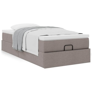 vidaXL Οθωμανικό κρεβάτι με στρώμα Taupe 100x200cm ύφασμα