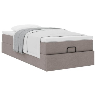 vidaXL Οθωμανικό κρεβάτι με στρώμα Taupe 100x200cm ύφασμα