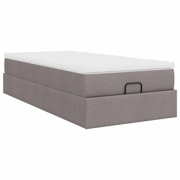 vidaXL Οθωμανικό κρεβάτι με στρώμα Taupe 100x200cm ύφασμα