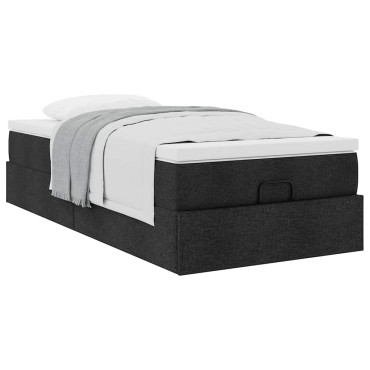 vidaXL Οθωμανικό κρεβάτι με στρώμα Μαύρο 90x200cm Ύφασμα