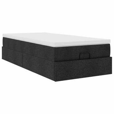 vidaXL Οθωμανικό κρεβάτι με στρώμα Μαύρο 90x200cm Ύφασμα