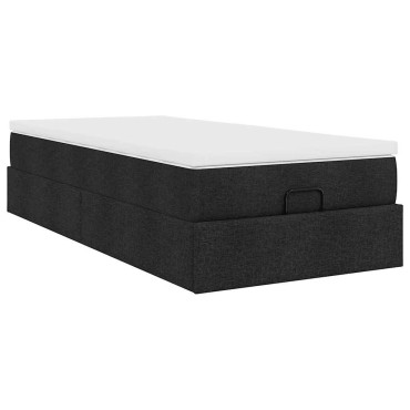 vidaXL Οθωμανικό κρεβάτι με στρώμα Μαύρο 90x200cm Ύφασμα