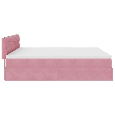 vidaXL Οθωμανικό κρεβάτι με στρώματα ροζ 180x200cm Velvet