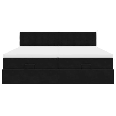 vidaXL Οθωμανικό κρεβάτι με στρώματα Μαύρο 180x200cm Velvet