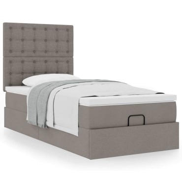 vidaXL Οθωμανικό κρεβάτι με στρώμα Taupe 100x200cm ύφασμα