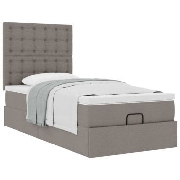 vidaXL Οθωμανικό κρεβάτι με στρώμα Taupe 100x200cm ύφασμα