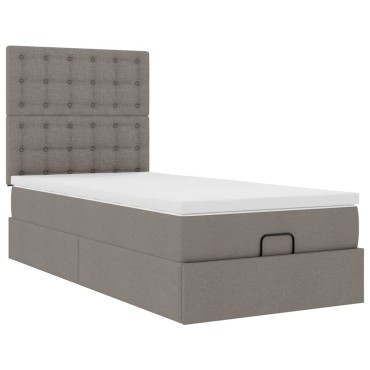 vidaXL Οθωμανικό κρεβάτι με στρώμα Taupe 100x200cm ύφασμα