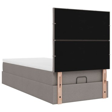 vidaXL Οθωμανικό κρεβάτι με στρώμα Taupe 100x200cm ύφασμα
