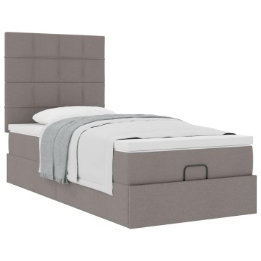 vidaXL Οθωμανικό κρεβάτι με στρώμα Taupe 100x200cm ύφασμα