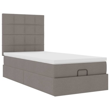 vidaXL Οθωμανικό κρεβάτι με στρώμα Taupe 100x200cm ύφασμα