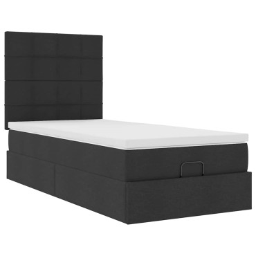 vidaXL Οθωμανικό κρεβάτι με στρώμα Μαύρο 90x200cm Ύφασμα