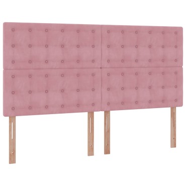 vidaXL Οθωμανικό κρεβάτι με στρώματα ροζ 180x200cm Velvet