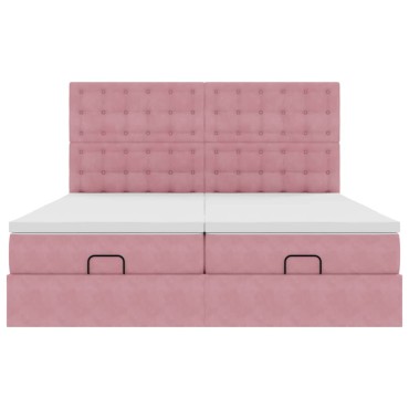 vidaXL Οθωμανικό κρεβάτι με στρώματα ροζ 180x200cm Velvet