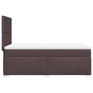 vidaXL Κρεβάτι Boxspring με Στρώμα Σκούρο Καφέ 100x200 εκ. Υφασμάτινο