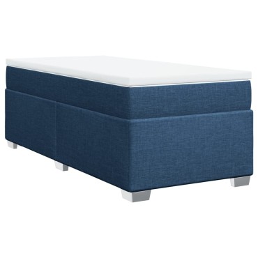 vidaXL Κρεβάτι Boxspring με Στρώμα Μπλε 100x200cm Υφασμάτινο 1 τεμ. - Μονό