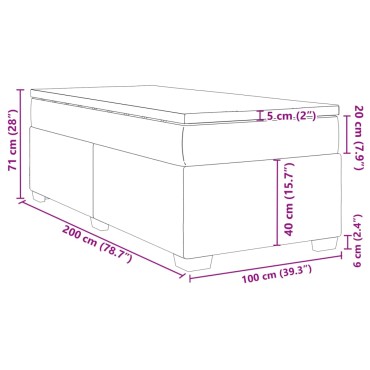 vidaXL Κρεβάτι Boxspring με Στρώμα Μπλε 100x200cm Υφασμάτινο 1 τεμ. - Μονό