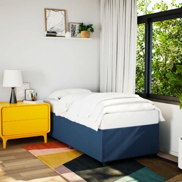 vidaXL Κρεβάτι Boxspring με Στρώμα Μπλε 100x200cm Υφασμάτινο 1 τεμ. - Μονό