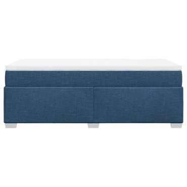 vidaXL Κρεβάτι Boxspring με Στρώμα Μπλε 100x200cm Υφασμάτινο 1 τεμ. - Μονό