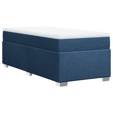 vidaXL Κρεβάτι Boxspring με Στρώμα Μπλε 100x200cm Υφασμάτινο 1 τεμ. - Μονό