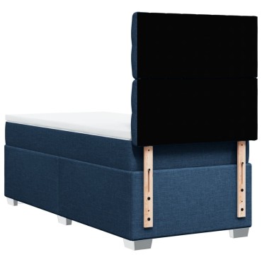 vidaXL Κρεβάτι Boxspring με Στρώμα Μπλε 100x200cm Υφασμάτινο 1 τεμ. - Μονό