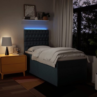 vidaXL Κρεβάτι Boxspring με Στρώμα Μπλε 100x200cm Υφασμάτινο 1 τεμ. - Μονό
