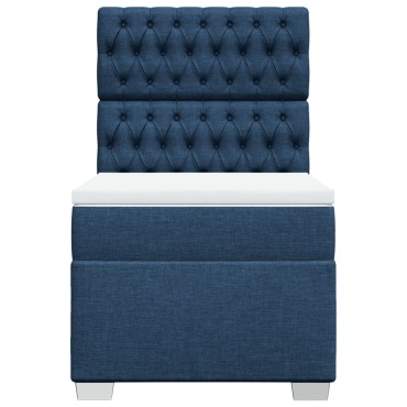 vidaXL Κρεβάτι Boxspring με Στρώμα Μπλε 100x200cm Υφασμάτινο 1 τεμ. - Μονό