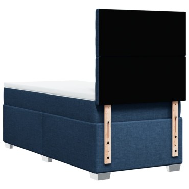 vidaXL Κρεβάτι Boxspring με Στρώμα Μπλε 100x200cm Υφασμάτινο 1 τεμ. - Μονό