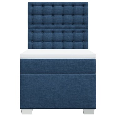 vidaXL Κρεβάτι Boxspring με Στρώμα Μπλε 100x200cm Υφασμάτινο 1 τεμ. - Μονό