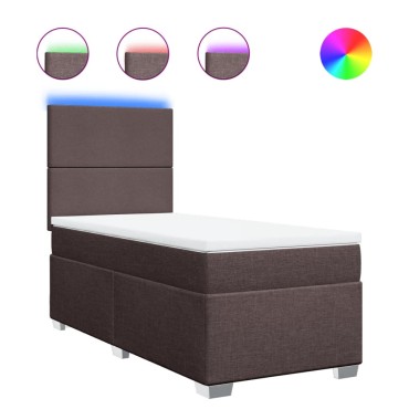 vidaXL Κρεβάτι Boxspring με Στρώμα Σκούρο Καφέ 100x200 εκ. Υφασμάτινο