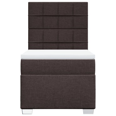 vidaXL Κρεβάτι Boxspring με Στρώμα Σκούρο Καφέ 90x200 εκ. Υφασμάτινο