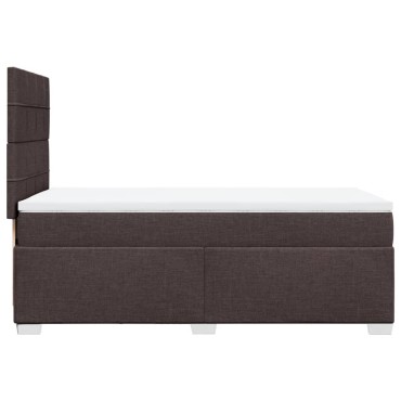vidaXL Κρεβάτι Boxspring με Στρώμα Σκούρο Καφέ 90x200 εκ. Υφασμάτινο