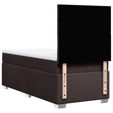 vidaXL Κρεβάτι Boxspring με Στρώμα Σκούρο Καφέ 90x200 εκ. Υφασμάτινο