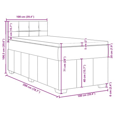 vidaXL Κρεβάτι Boxspring με Στρώμα Σκούρο Καφέ 100x200 εκ. Υφασμάτινο