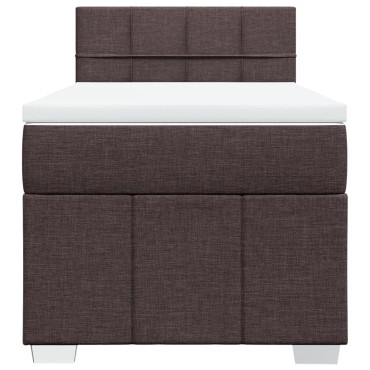 vidaXL Κρεβάτι Boxspring με Στρώμα Σκούρο Καφέ 100x200 εκ. Υφασμάτινο