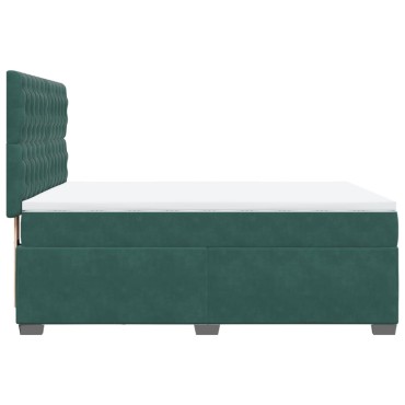 vidaXL Κρεβάτι Boxspring με Στρώμα Σκούρο Πράσινο 140x200εκ. Βελούδινο