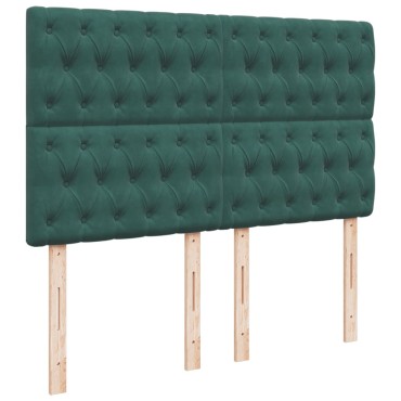 vidaXL Κρεβάτι Boxspring με Στρώμα Σκούρο Πράσινο 140x200εκ. Βελούδινο