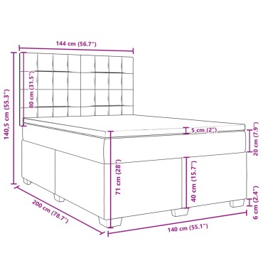 vidaXL Κρεβάτι Boxspring με Στρώμα Ροζ 140x200 εκ. Βελούδινο